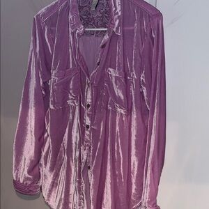 Lilac Pink Anthropologie Pilcro Velvet Button-Up Shirt size 8 nwot